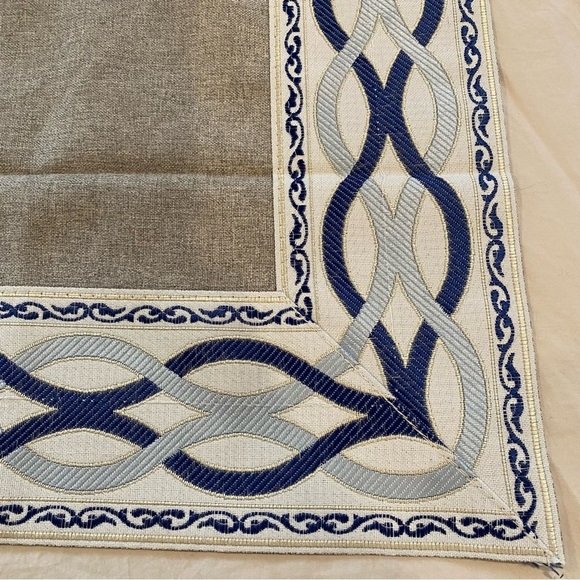 NWT ARTABLE Blue Gray Cream Rectangle Table Runner 16" X 70" - Picture 3 of 5